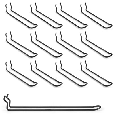 Pegboard Dual-arm Hooks 16pcs Heavy Duty Tool Hanging Holders (Black, 10") - color: Black, size: 10 Inch