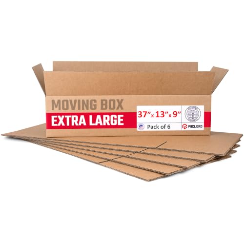 Extra Large Moving Boxes 37"L x 13"W x 9"H (Pack of 6) - USA-Made Cardboard Packing Boxes for Moving, Shipping, or Storage - USPS, UPS, FedEx Approved - Professional Packing Supplies - color: Pack of 6, size: Extra Large 37x13x9"