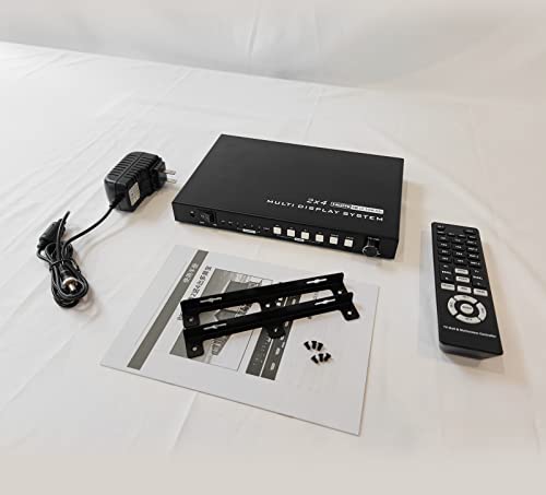 4K HDMI Video Wall Controller - 2x2, 4K@30Hz Processor for 2 HDMI Inputs & 4 Outputs, Supports 1x1 to 4x1 & 180 Rotation - size: 2 in 4 out - 2x2