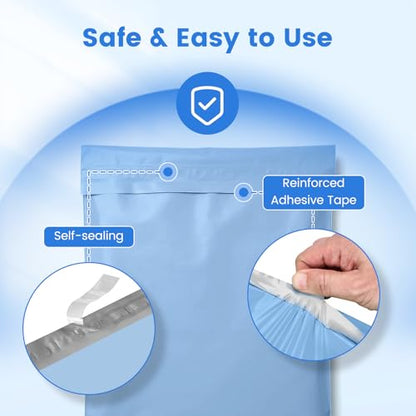 Metronic Poly Mailers 12x15.5 50PC Shipping Bags for Clothing Light Blue - color: Light Blue, size: 12x15.5 50PC