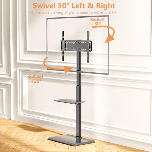 Floor TV Stand with Removable Media Shelf for 32-75 Inch TVs up to 110 lbs - style: TCP01-2-M-A02