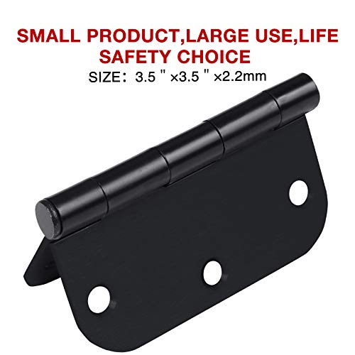 TDCHINGES Rounded Door Hinges Matte Black 3.5 x 3 1/2" Inch Heavy 3 Pack - color: Matte Black-Rounded, size: 3 Pack-no squeak