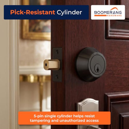 Boomerang DB7431 Heavy-Duty Designer Commercial Deadbolt Lock, 5-Pin - color: Matte Black (US19), style: 5 Pin Cylinder