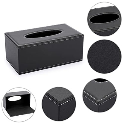 Sumnacon Tissue Box Cover Rectangle,Magnetic Bottom,PU Tissue Box Holder,M - color: Black, size: Medium