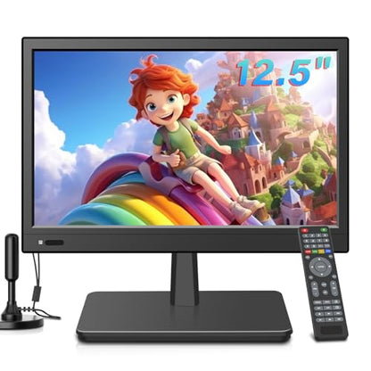 12.5inch small Portable TV,Essential for Bedroom/Kitchen/Camping,Support HDMI/USB input,Built-in speakers,lightweight and easy to carry,Suitable for small spaces(NO with WiFi/Bluetooth/Satellite)