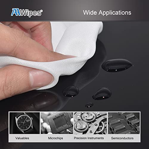 AAWipes Cleanroom Polyester Wipers 4"x4" (Bag of 400 Pcs) Double Knit 100% Polyester Wipes Lint Free Cloths with Ultra-fine Filaments, Laser Sealed Edge, Class 100 Cloths, Ultra-Soft Wipes