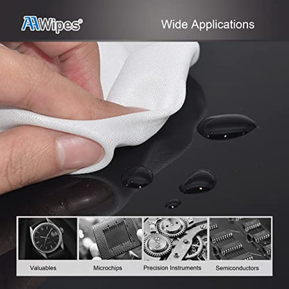 AAWipes Cleanroom Polyester Wipers 4"x4" (Bag of 400 Pcs) Double Knit 100% Polyester Wipes Lint Free Cloths with Ultra-fine Filaments, Laser Sealed Edge, Class 100 Cloths, Ultra-Soft Wipes