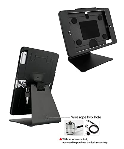 Desktop Anti-Theft Security Kiosk Stand Holder Enclosure for iPad 10.2-Inch (9th Gen.2021,8th Gen.2020,7th Gen.2019),with Lock and Key,Flip &360°Rotating Horizontal or Vertical Design(Black) - color: Black
