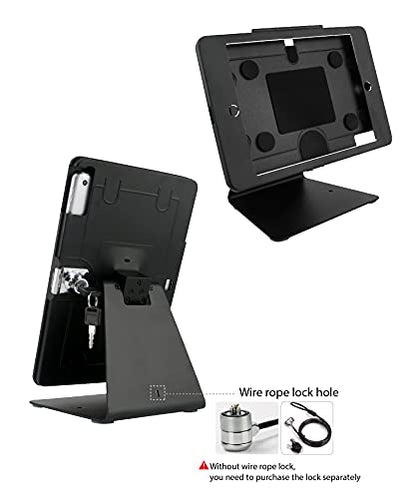 Desktop Anti-Theft Security Kiosk Stand Holder Enclosure for iPad 10.2-Inch (9th Gen.2021,8th Gen.2020,7th Gen.2019),with Lock and Key,Flip &360°Rotating Horizontal or Vertical Design(Black) - color: Black