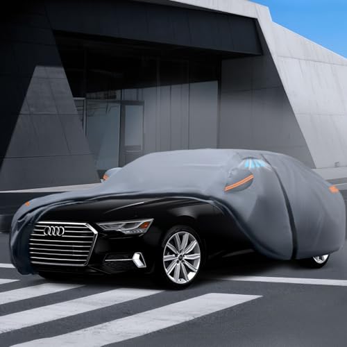 Waterproof A5(2004-2026) Car Cover with Breathable Vents, [2026 Upgrade] Premium Covers with Cotton Liner and Zipper Door,Sun Rain Snow Dust Uv Protection.(Gift with Towel Storage Bag) - size: Custom Fit Audi A5