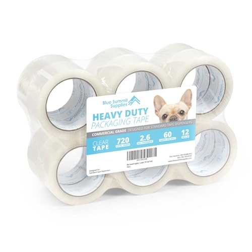 Blue Summit Supplies 12 Pack Clear Packing Tape, 1.88" x 60 yd, 2.7mil