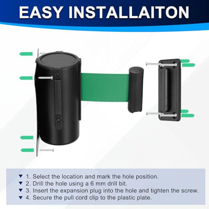 PATIKIL Fixed Wall Mount Retractable Belt Barrier 16 Feet, Green 1 Pcs - color: Green, size: 16 Feet