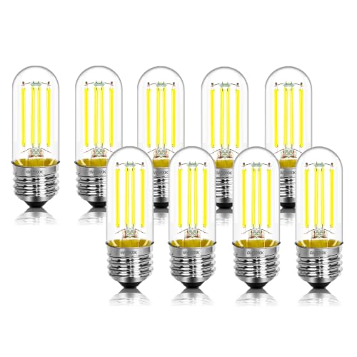 3.2 Inch 5000K Daylight White E26 LED Bulb 60 Watt Equal, AC 120V 600LM Edison Bulbs Dimmable, 6W T10 T30 Filament Light Bulbs Clear Glass for Fan Pendant Wall Light, ETL Certified-9 Pack - size: 3 Inch 6w (9 Count)