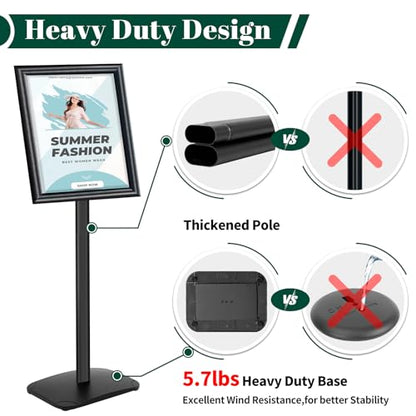 3 Pack Heavy Duty Pedestal Sign Holder 11 x 17" Floor Standing Sign Holder - color: Black, size: 11x17in-3p