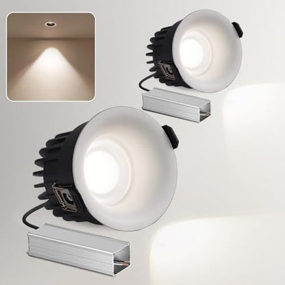 3 Inch LED Recessed Lights, Waterproof, Dimmable, 3CCT, CRI98 Ceiling Light - color: White-Gray, size: 3 Inch-2 Pack