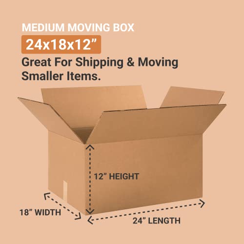 BOX USA Double Wall Shipping Boxes Large 24"L x 18"W x 12"H 10-Pack - Corrugated Cardboard Box for Moving, Mailing, Packing, Packaging and Storage - style: Double Wall
