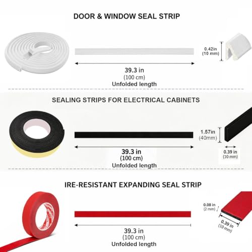 Door Seal Strip Pack - Door Seal Strip - Foam Rubber Strip - Fire Seal
