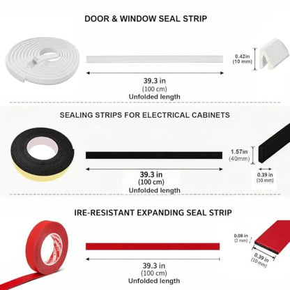 Door Seal Strip Pack - Door Seal Strip - Foam Rubber Strip - Fire Seal