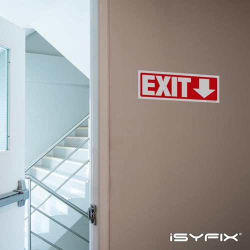 iSYFIX Exit Signs Stickers 2 Pack 12x4 Inch Directional Down Arrow - color: Sticker Down, size: 2 Pk 12x4