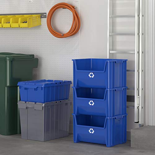 READYSPACE Commercial Industrial Heavy Duty Stackable Open-Front Recycling Bin Box Containers, 12.5 Gallon (Pack of 3), Blue - size: 12.5 Gallon (Pack of 3)