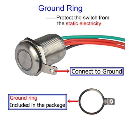 Touch Switch UT19T12 Stepless Dimming Switch with Memory, LED ON When Device ON, Suitable for 19mm 3/4" Mounting Hole - color: Memory version