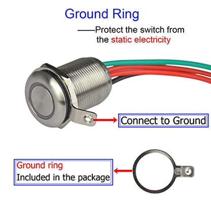 Touch Switch UT19F1 Segmented Dimming Switch DC 6V to 24V Blue LED Suitable for 19mm 3/4" Mounting Hole - color: Segmented Dimming