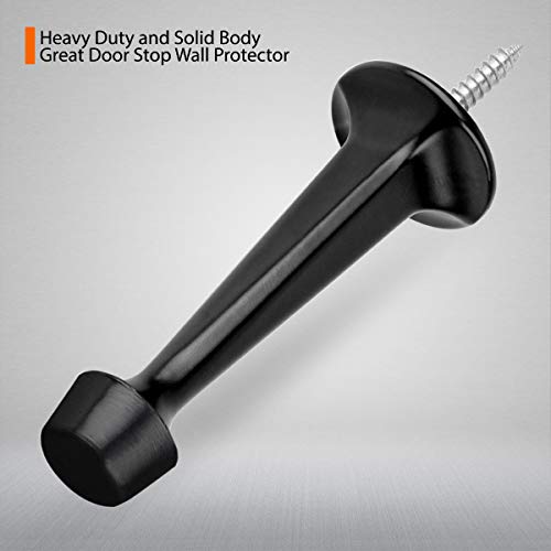 2 Pack Solid Rigid Door Stops - Heavy Duty Door Stoppers Wall Protector with Soft Rubber Tips, Black - color: Black, size: 2 Pack