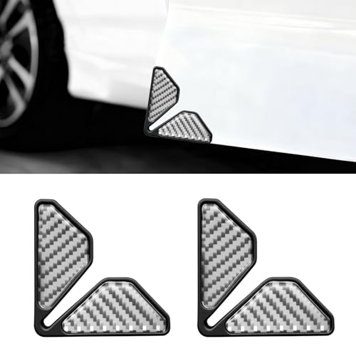 2PCS Car Door Corner Guards, Car Door Edge Guards, Carbon Fiber Anti-Collision Vehicle Corner Protector, Auto Accessories Self-Adhesive Edge Protection Cover for Most Vehicles (White) - color: White