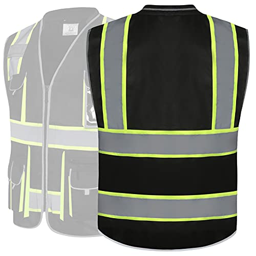 JKSafety Reflective Safety Vest for Men Cushioned Collar JK89 Black L - color: Blackt1s1, size: Large