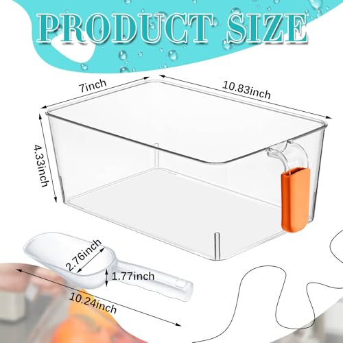 Havawish Ice Storage Bin and Flexible Scoop Set Plastic Freezer Bin - color: Orange, size: 10.83 x 7 x 4.33 in, style: Classic