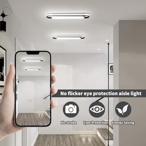 Modern LED Ceiling Light,28.3" Flush Mount Ceiling Lamp,40W 6500K Linear Metal Ceiling Chandeliers Lighting Fixture for Laundry Garage Kitchen Bedroom Dining Room Hallway Closet Aisle - color: White Light, size: 28.3 Inch