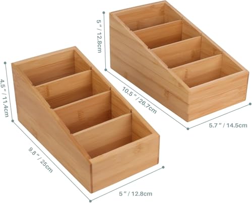 HTB 4-Section Snack Organizer with Removable Dividers for Kitchen 2 Pack