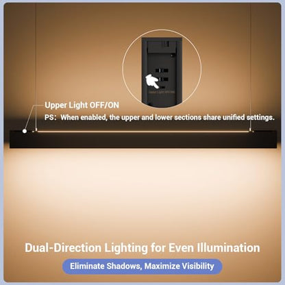 4FT LED Linear Light,50/45/40/35/30W Up and Down Light,3/4/5000K - color: Black, size: 4FT2P