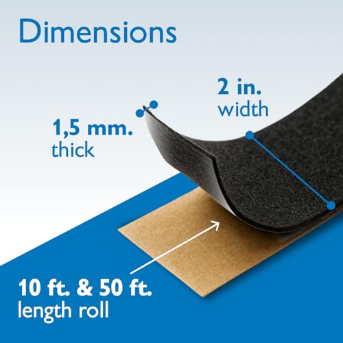 FindTape Polyester 1.5mm Felt Tape – 2 in. x 10 ft. Felt Strips with Adhesive Backing and Furniture Strips, Great for Arts and Crafts, Classrooms, and Protecting Furniture (Black) - color: Black, size: 2 in x 10 ft