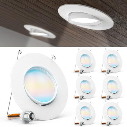Sunco 6 Pack 6 Inch Gimbal LED Recessed Light Adjustable, 12W=60W 5CCT