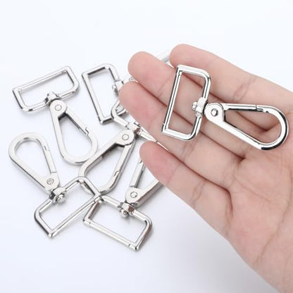 20 Pcs Metal D Ring Swivel Lobster Claw Clasp Snap Hooks Purse Hardware - color: Silver, size: 1 Inch