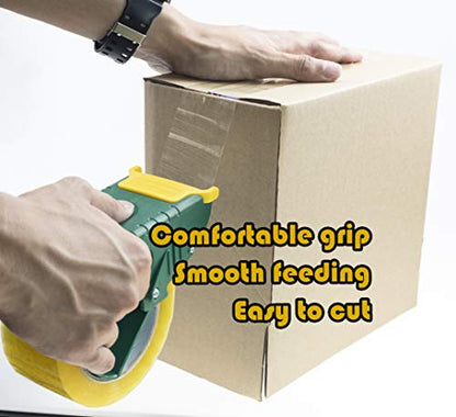 2 Inch Packing Tape Gun Dispenser, Width-Adjustable Box Sealer, Lightweight Ergonomic Industrial Heavy Duty Tape Cutter for Carton, Packaging and Box Sealing, Yellow