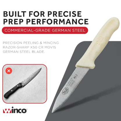 Winco 3 1/2" White Serrated Plastic Paring Knife (Set of 2) - color: White, size: 3.5", style: Serrated