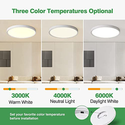 15.8Inch White LED Flush Mount Ceiling Light, 32W, 3480LM, 3CCT Selectable - color: White, size: 15.8" 1PK