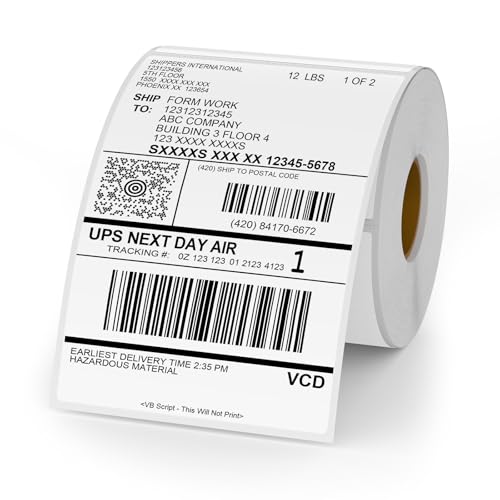 White Thermal Labels 4 × 6 Inch Waterproof Vinyl Stickers 250 PCS - color: White