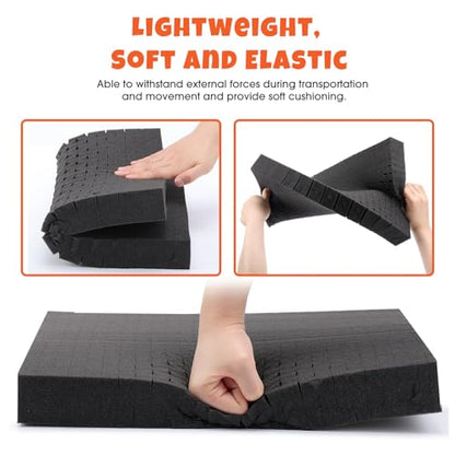 12 Pcs 16 x 12 x 2 Inch Pre-cubed Pick Apart Foam Sheets Pre-cut Polyethylene Foam Inserts Black Packing Padding for Tool Box, Camera, Crafts and Storage Case