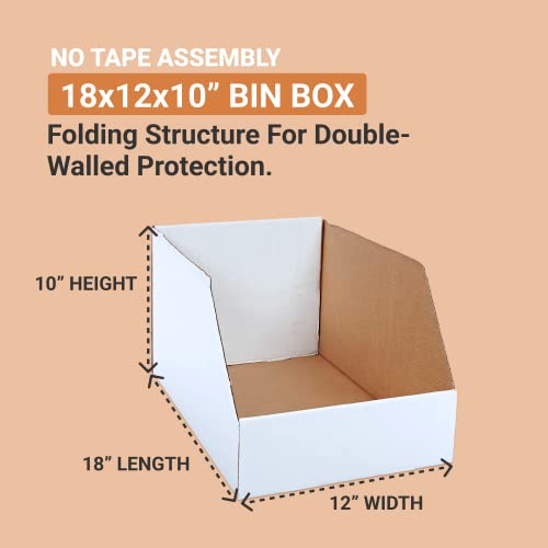 BOX USA Storage Bins Large 18"L x 12"W x 10"H 25-Pack - Corrugated Cardboard Box for Packing, Moving, and Storage - size: 18x12x10