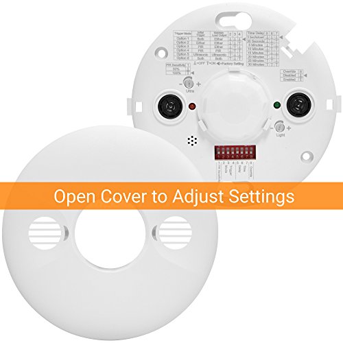 ENERLITES Ultrasonic & PIR Dual Tech Motion Sensors - 1600 Sq Ft & 800W Coverage, 360 Degree Field of View Ceiling Sensor and Wall Switch