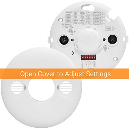 ENERLITES Ultrasonic & PIR Dual Tech Motion Sensors - 1600 Sq Ft & 800W Coverage, 360 Degree Field of View Ceiling Sensor and Wall Switch