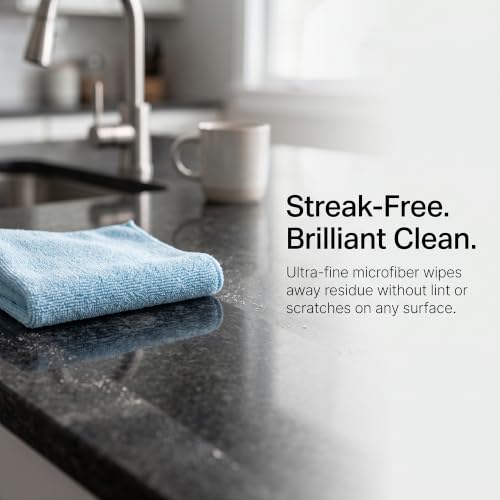 12" x 12" Microfiber Towel Roll, 100 Pack Blue Tear Away Cleaning Cloth
