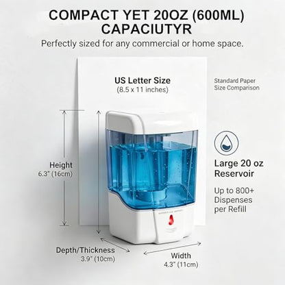 interhasa! Automatic Soap Dispenser Wall Mount 20oz Refillable Liquid Hand Sanitizer Dispenser Commercial Soap Dispenser for Bathroom Support Liquid Gel - color: White