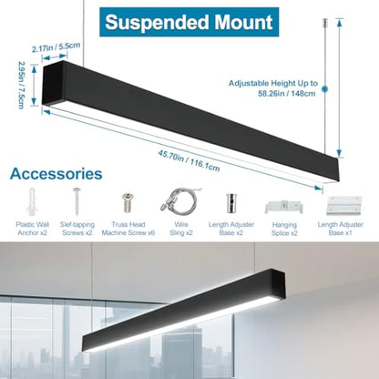 4FT Linkable LED Linear Light 50/45/40/35/30W Adjustable 1Pack - size: 4FT
