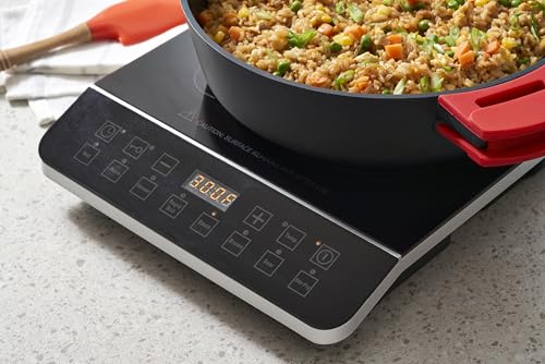 Zavor Onyx Induction Cooktop, Electric Burner with 8 Quick Launch Buttons, Energy-Efficient Burners for Cooking up to 50% Faster, Cool Touch Surface, Safety Lock, Slanted Panel, 180 Minutes Timer