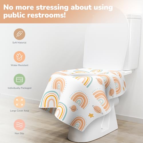 30 Pack Toilet Seat Covers Disposable, Individually Wrapped for Travel, Large Waterproof Potty Covers for Kids and Adults,Toddler Potty Training for Public Restroom, Airplane, Trip - Rainbow - color: Rainbow