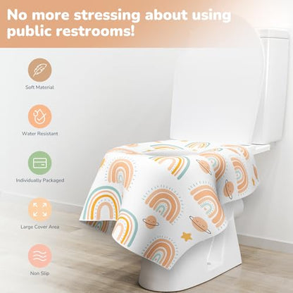 30 Pack Toilet Seat Covers Disposable, Individually Wrapped for Travel, Large Waterproof Potty Covers for Kids and Adults,Toddler Potty Training for Public Restroom, Airplane, Trip - Rainbow - color: Rainbow